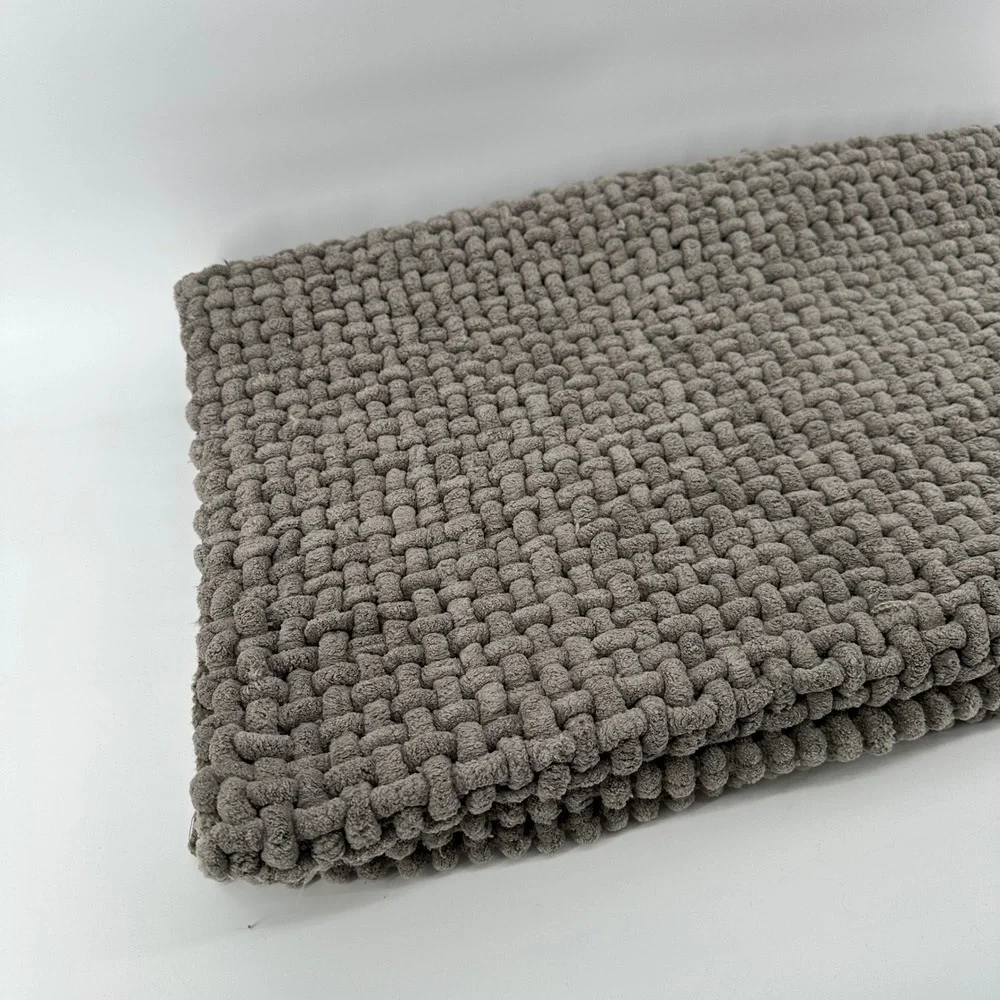 Beau Monde Grey Chunky Woven Runner Rug Mat Textured Cotton Blend 24x61